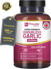 Premium Odourless Garlic Capsules | 45,000Mg per Softgel | 200 Softgels (Not Tab