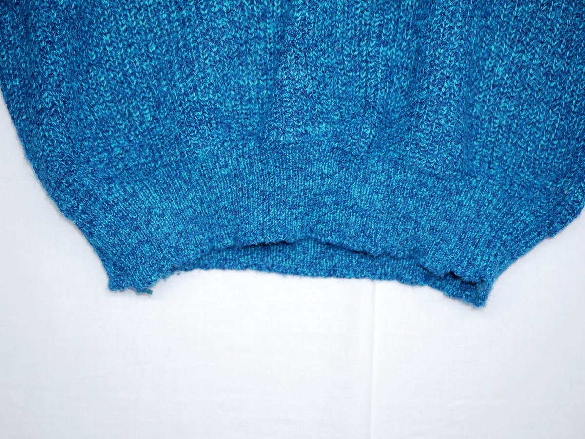Vintage Le Tigre Sweater Blue Texture Knit Chunky 80s 90s XL