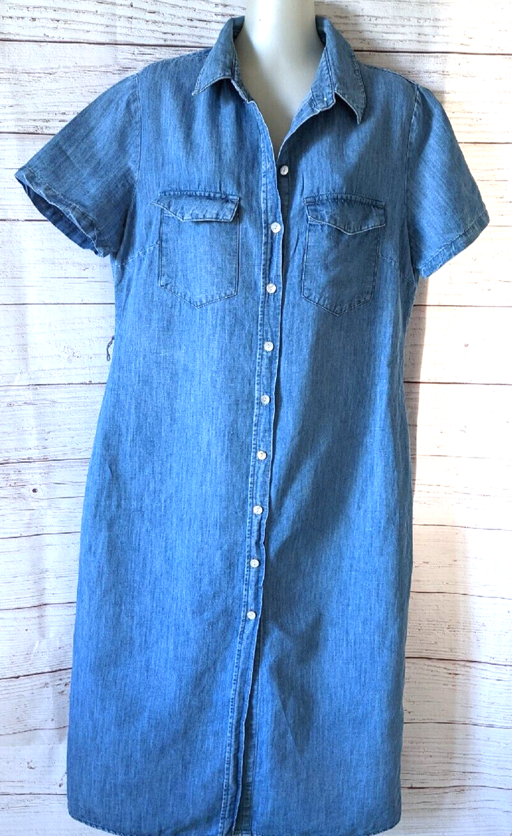 zara denim effect shirt dress Z1975 SHORT DENIM DRESS - Mid-blue