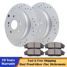 Rear Slotted Brakes and Rotors Brake Ceramic Pads Kit for Honda CR-V Acura RDX