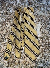 Lauren Ralph Lauren Gold/Yellow Blue Triple Stripe Silk Tie Made in USA