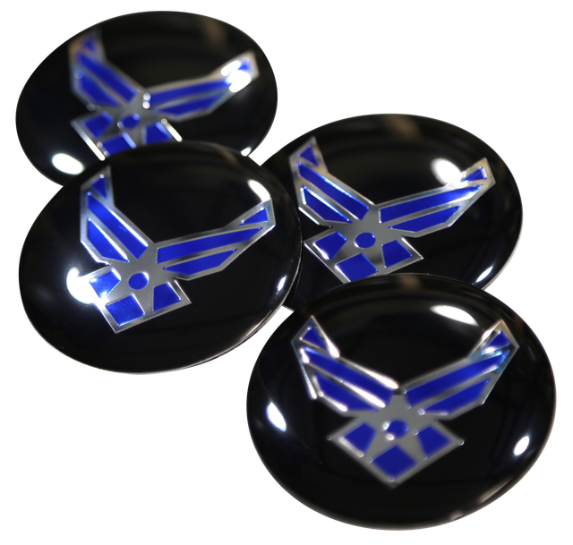4x Air Force Wheel Hub Center Cap Sticker Decal Auto Car 2.20" Dome