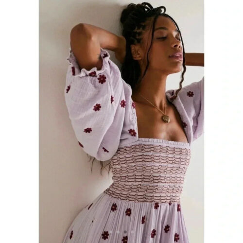 Maxi Vestido Free People Dalia Bordado Lavanda Esmerilada Combo Grande - Imagen 2 de 15
