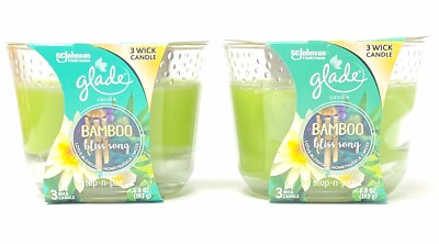Glade Bamboo Bliss Song 3 Wick Scented Candles Limited Edition 6.8 Oz (2 Pack)