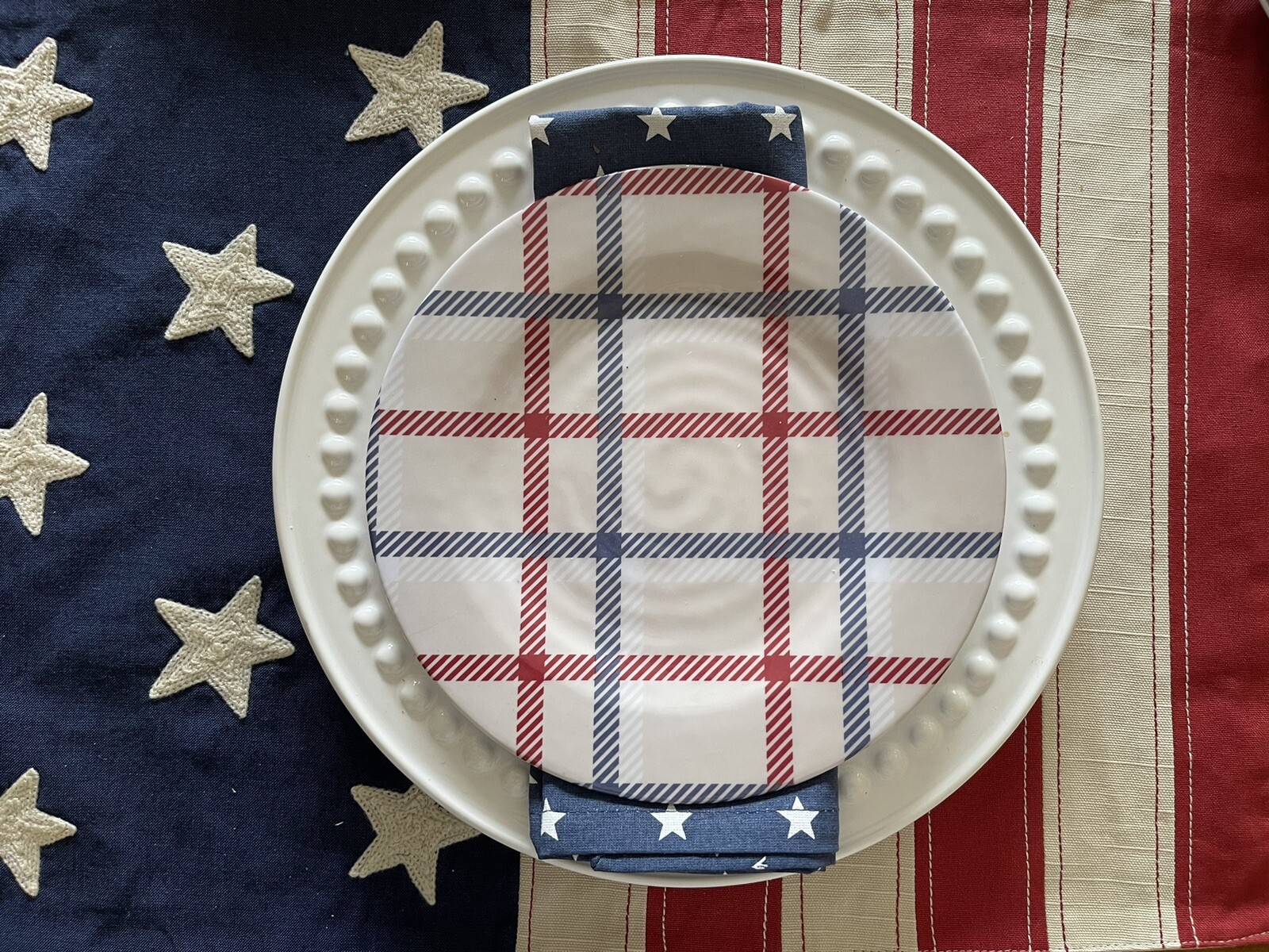 Pottery Barn American Flag Cotton Placemats Set Of 4NWT eBay