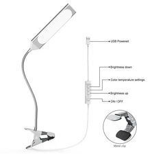 5W 48 LED Reading Book Light Desk Lamp Dimmable Flexible USB Clip-On Table  Lamp