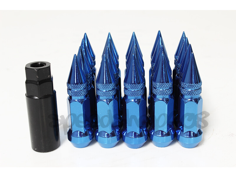 Z RACING BLUE STEEL L80 80MM SPIKE STYLE LUG NUTS 12X1.5MM CLOSED