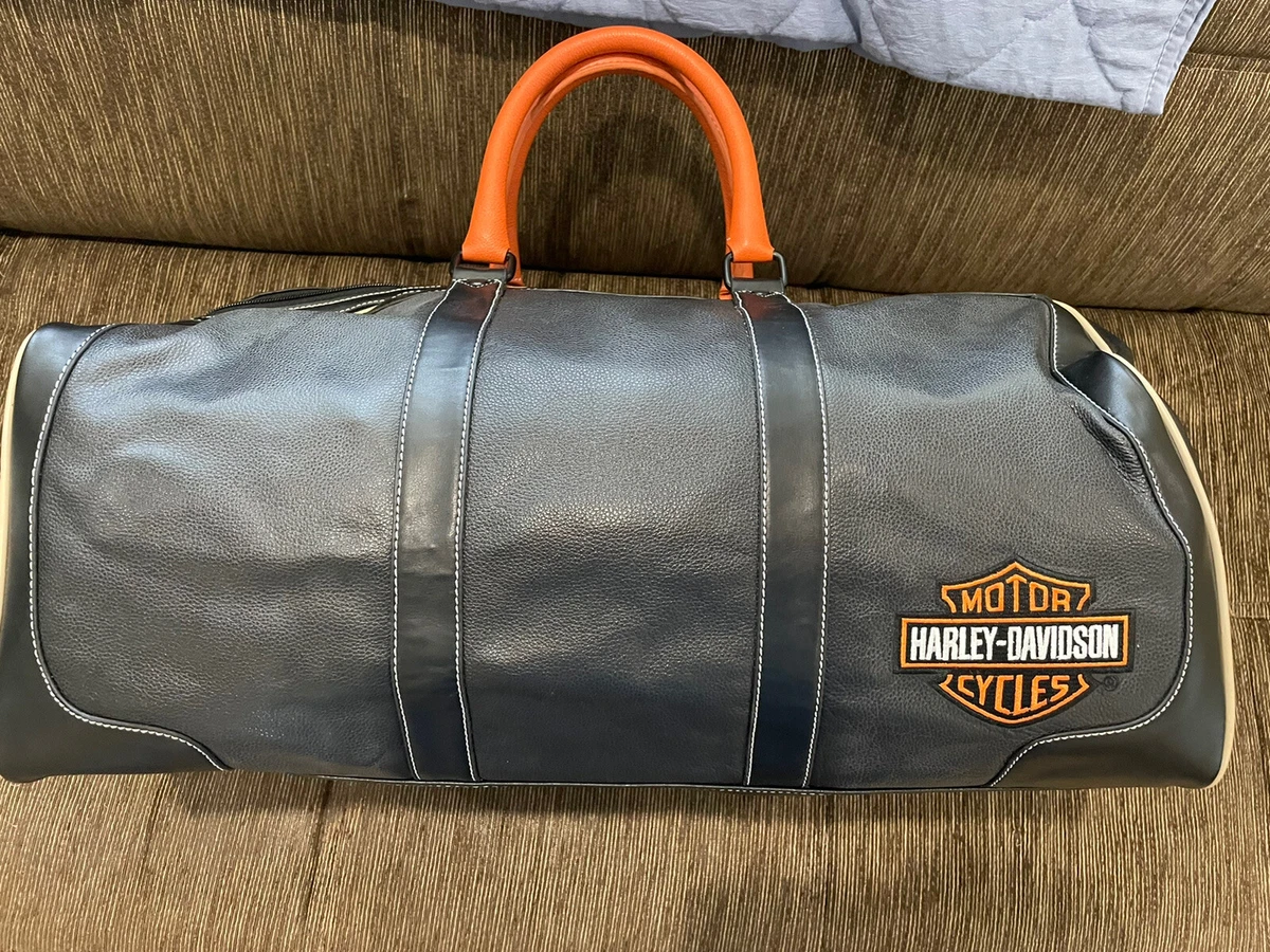 Harley Davidson Leather Duffle Bag Travel 21 x8 x12 H w shoulder
