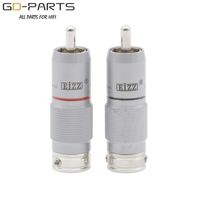 EIZZ Male RCA Plug connector Rhodium Plated Tellurium Copper PTFE Insulator 4PC