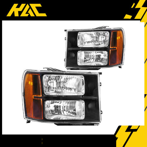 Headlight Assemblies For 2015 Chevrolet Silverado 1500 Pair Of Black Housing Headlights For 2007-2013 Silverado/Sierra - Amber Corner Led Headlight Assembly