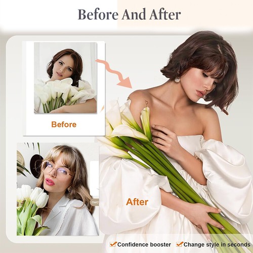 Neat Bangs Clip in on Fringe Hair Extensions Thick Thin As Human Front Hairpiece - Picture 7 of 79