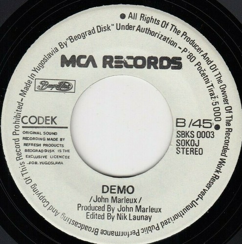 CODEK ME ME ME / DEMO NEW WAVE 1980 RECORD YUGOSLAVIA 7" PS - Picture 4 of 4