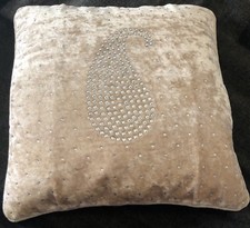Cushion Cover Handmade In Velvet Mango Pattern With Stone Work 40X40 Cm