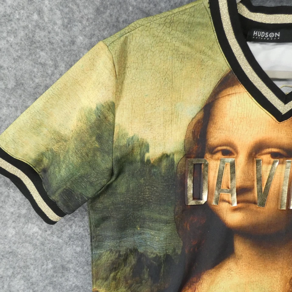 Camisa Hudson Outerwear Para Hombre Pequeña Manga Corta Davinci Mona Lisa Borde Dorado Foto 3 de 4