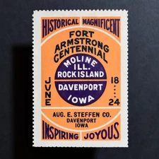 Poster Stamp * USA * 1916 Fort Armstrong Centennial Moline Davenport Rock Island