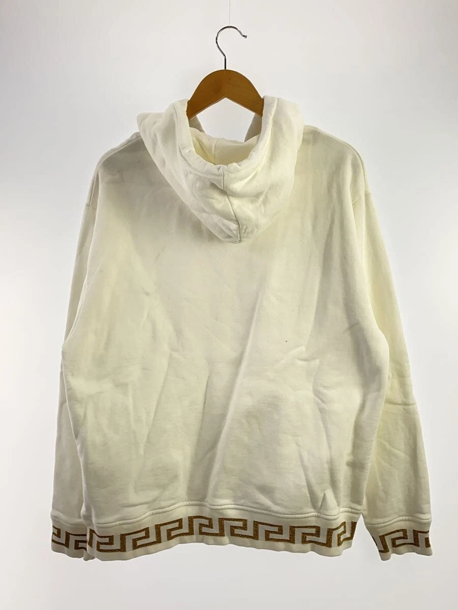 Felpa con cappuccio VERSACE Bolo Box logo XL cotone bianco A82640 usata