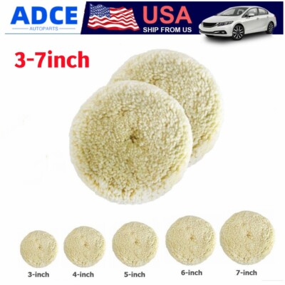 3''-7'' wool buffing pads 100% Natural Wool Hook & Loop for  Polishing Cutting pad