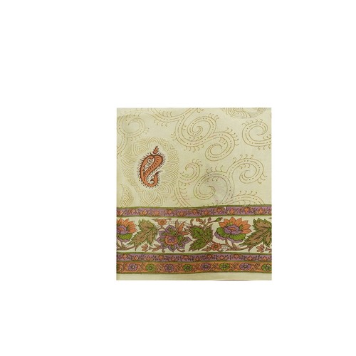 Vintage Beige Sari 100% Pura Seta Paisley Stampata Sari 5.5m Decor Craft Tessuto - Foto 6 di 6