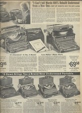 1936 Wards Catalog Ad Page STANDARD UNDERWOOD TYPEWRITER MICKEY MOUSE PARASOL thumbnail
