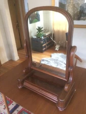 19th Century Victorian Walnut Shaving Dressing Table Vanity Mirror