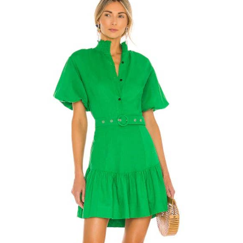 Mini Shirt Dress M Short Puff Sleeve 