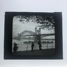 Antique Glass Slide The Great Bridge Over The Rhine Bonn Germany