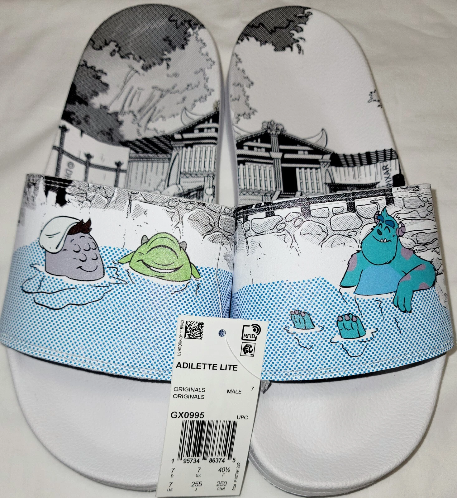 Adidas Disney Pixar Adilette Lite Slides Monsters Inc da uomo taglia 7 nuove con etichette GX0995