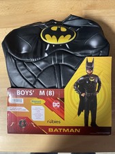 Rubies Boys Muscle Chest Bat Emblem Batman Costume Mask Cape Size M 8
