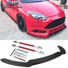 Fits 13-14 Ford Focus St Front Bumper Lip Splitter Matte Black Pp + Red Rods