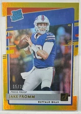 2020 Donruss #305 Jake Fromm Press Proof Die Cut Gold RC SN15/25 Buffalo Bills