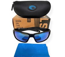 Costa Del Mar Fantail PRO Sunglasses Matte Black Blue Polarized Glass with Case