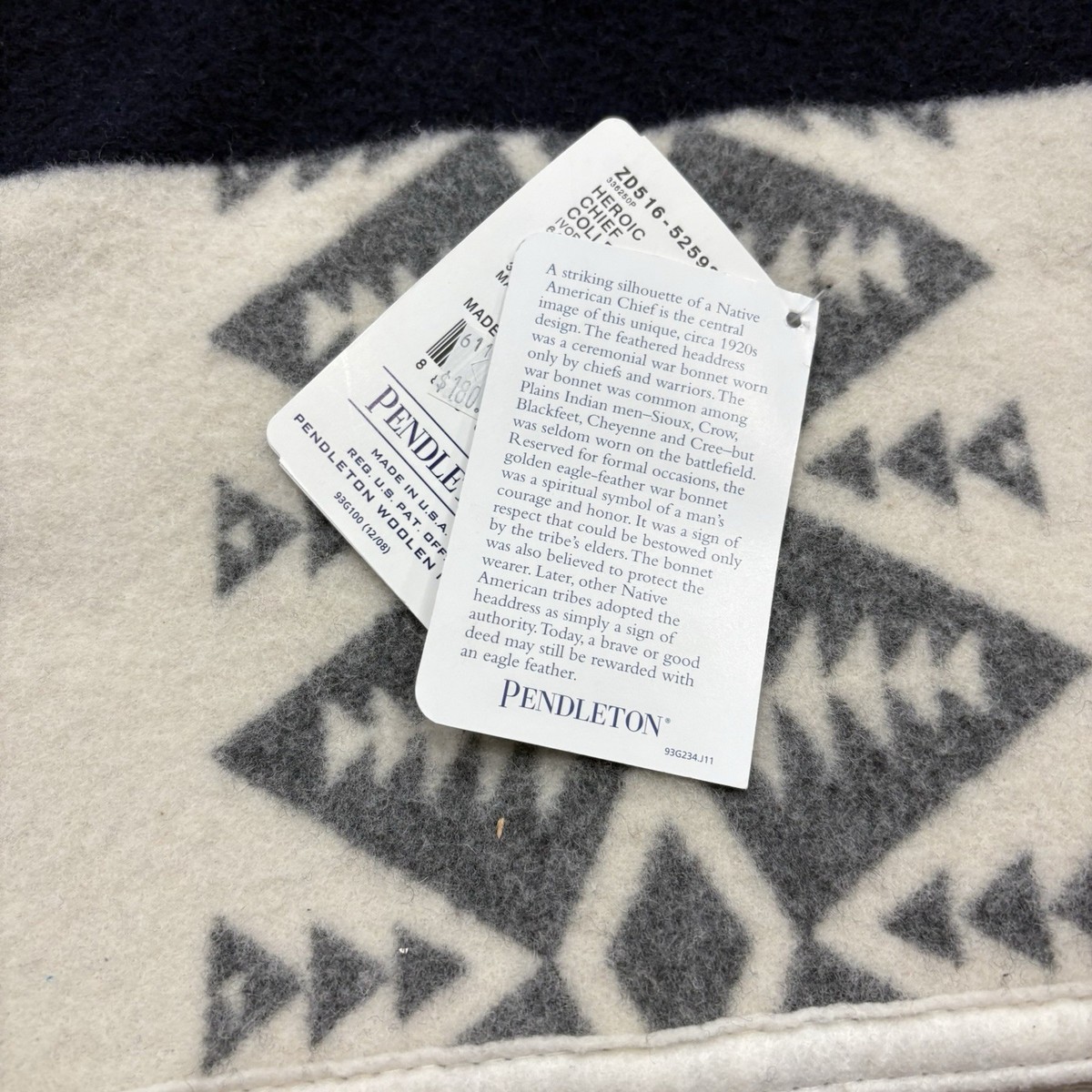 Pendleton Heroic Chief Blanket Ivory Chief Collection 64x80 Wool