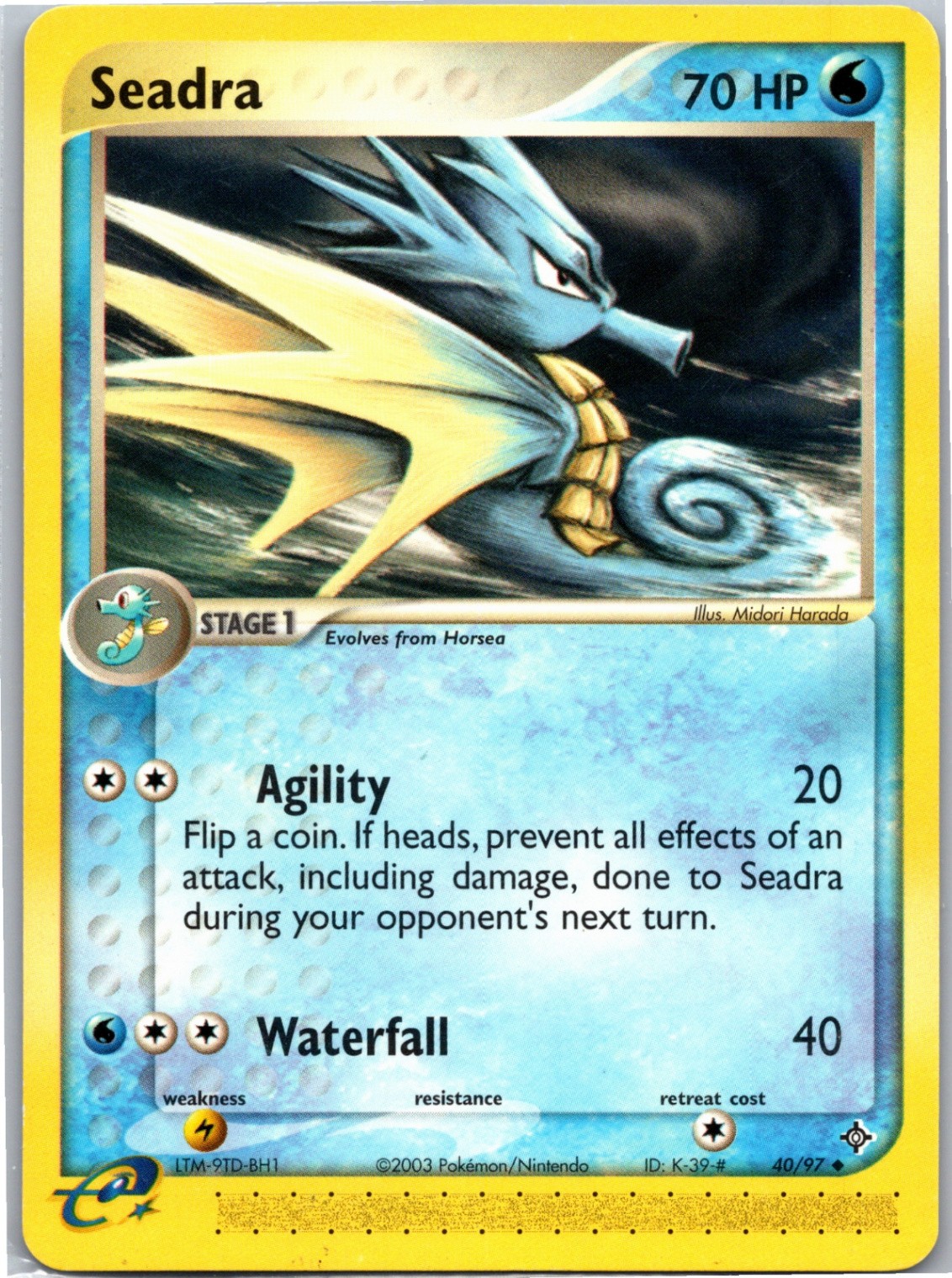Seadra Uncommon Dragon Normal 40/97 Pokemon Card NM
