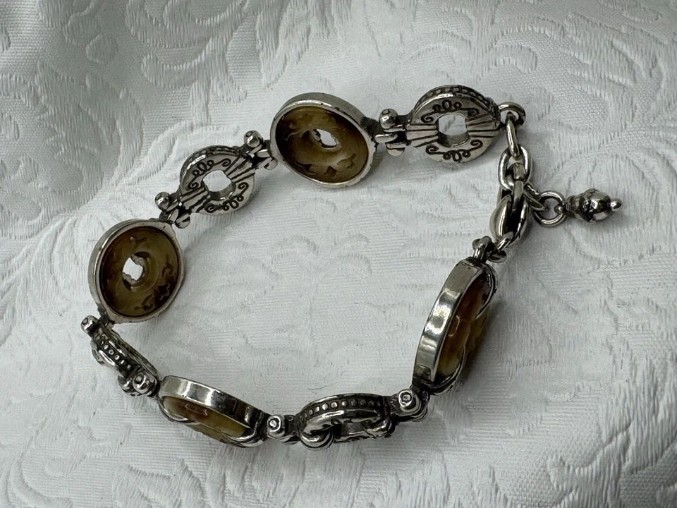 Joia pulseira de tênis elos redondos tom de tartaruga marrom tom prata Brighton  - Imagem 2 de 4