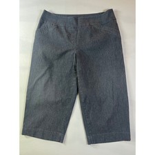 ALIA Petite Grey Denim Capri Pants Cropped Trousers Size 14