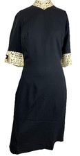 42 Bust Vintage 50s Lace Collar Cuffs LBD Wiggle Dress Bombshell Hourglass
