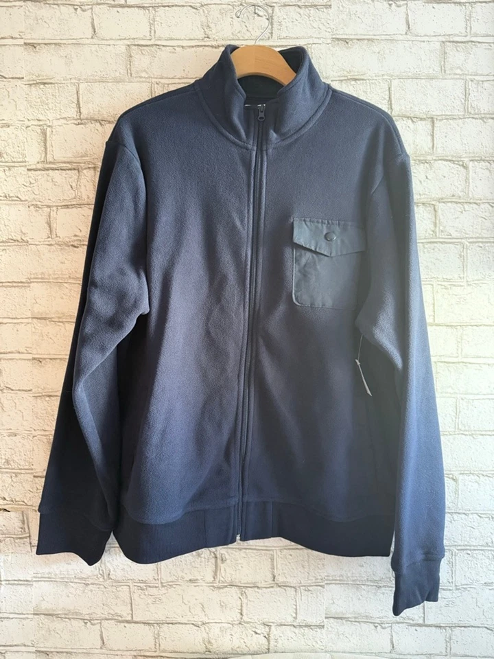 NWT Men’s Old Navy Micro Performance Fleece Chest-Pocket Zip Jacket Navy sz XL - Image 2 of 4