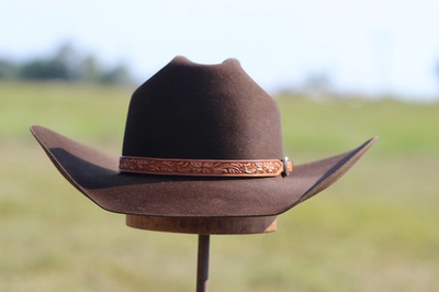 #ad Burns Pure Beaver Chocolate 7 3 8 Cowboy 4.25” Brim 5”Crown Yellowstone $750.00
