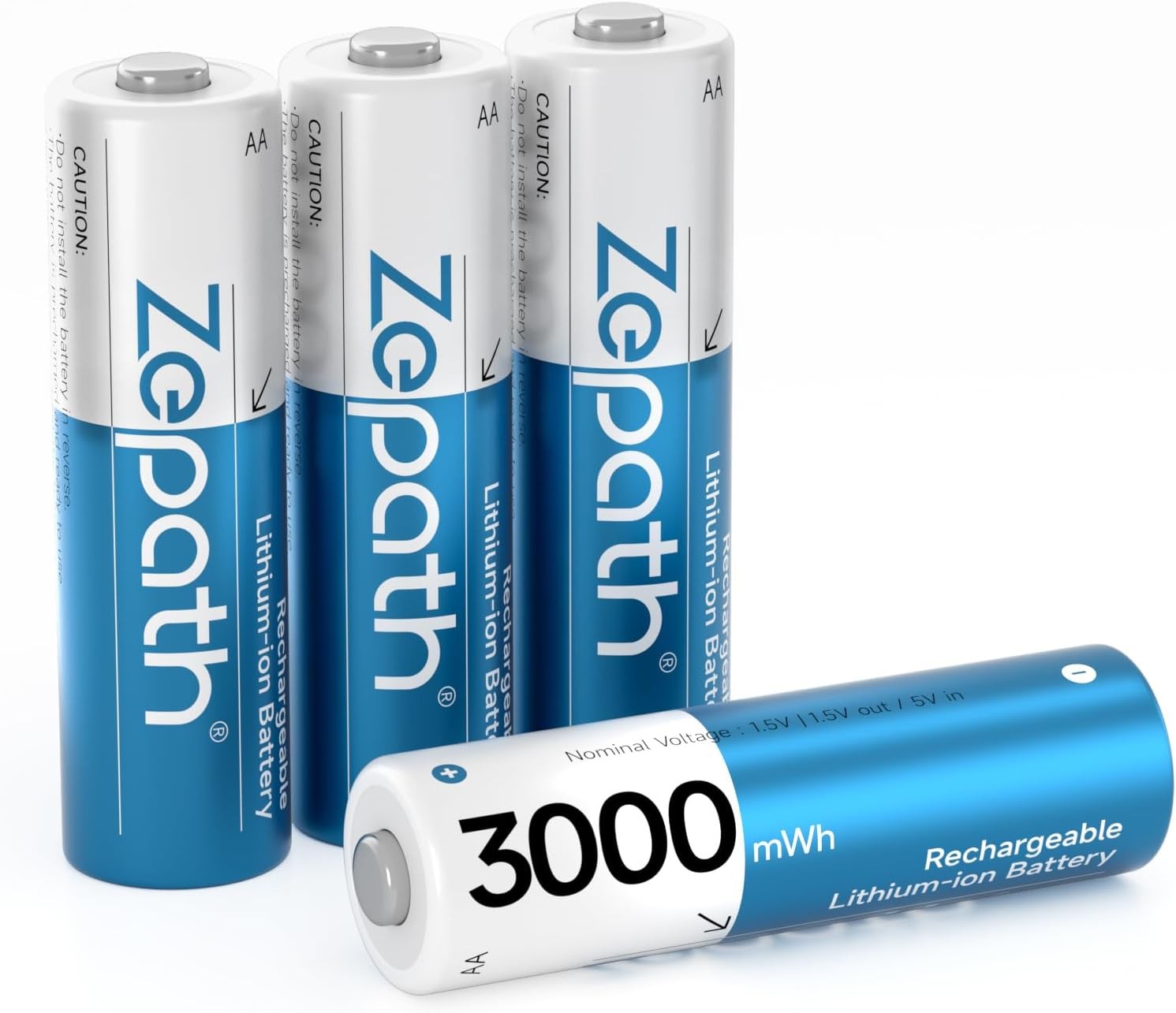 AA Rechargeable Batteries, 4 Pack Lithium Battery 3000mAh High Capacity Recharg
