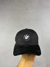 Vintage BMW Hat Strapback Cap Black Suede German Engineering Car Automotive 90s