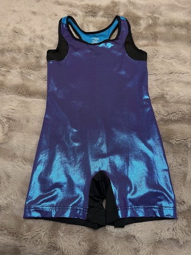 Danskin Now Girls Biketard Unitard With Foil Racerback, XL 14/16