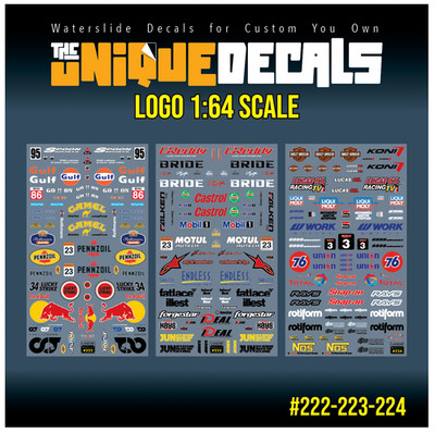 1x MIX Logo Racing Team Waterslide Decals White Toner CUSTOM 1/64 Scale #222-224