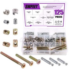 125Pcs 3 in 1 Cabinet Fixing Screw Locking Cam Bolt Nut Kit, Furniture Cam Fitti