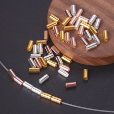100pcs 6x3mm Cylinder Tube Gold/Silver Color Brass Metal Loose Spacer Beads Lot