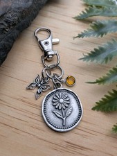 Daisy flower Butterfly Bag Charm / Purse Charm / Nature Keychain Gifts