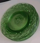 6 Lot Vintage 9-1/4” Green Depression Federal Dinner Plates  Rosemary Dutch Rose