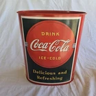 Vintage 1990 "Drink Coca-Cola Ice Cold" Metal Trash Can Waste Basket 13"x10" Red