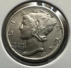 1937-P Mercury Dime AU Toning Philadelphia Mint Better Date 90% Silver
