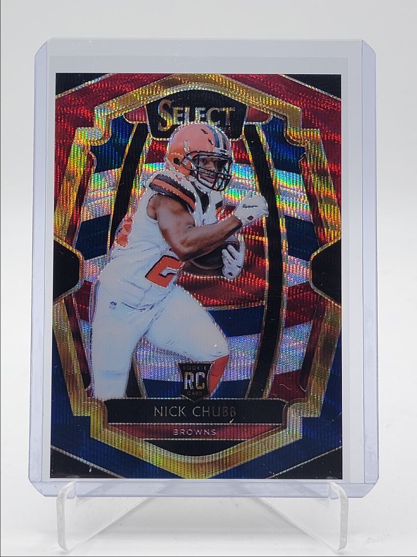 NICK CHUBB 2018 SELECT PREMIER LEVEL ROOKIE TRI-COLOR BROWNS RC /199 Q5918