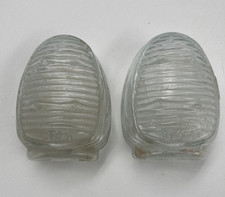 Set of Two Clear Glass Pet Bird Feeder Waterer Cage Ribbed Vintage USA 2 7/8"